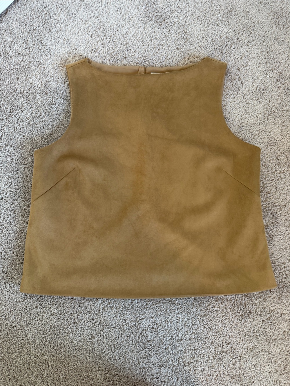 Abercrombie & Fitch Camel Suede-Look Sleeveless Crop Top